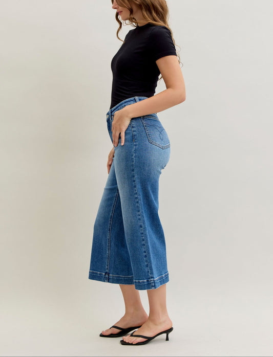 24.5" Judy Blue MR Wide Trouser Hem Crop