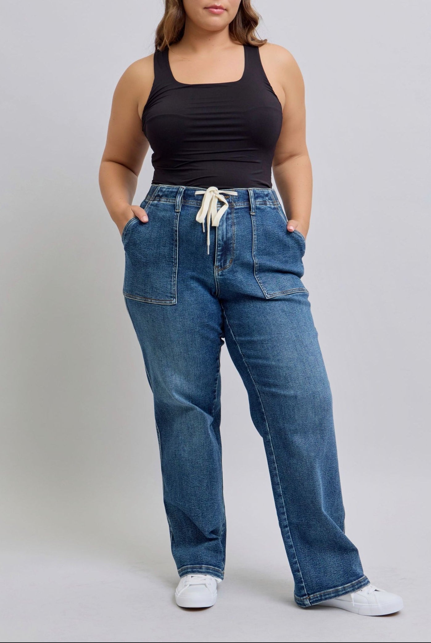 32" Judy Blue HW Drawstring Utility Pocket Wide