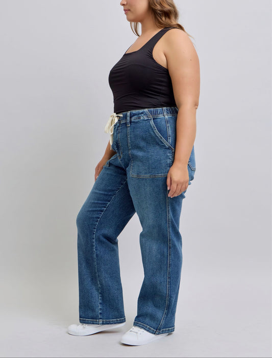 32" Judy Blue HW Drawstring Utility Pocket Wide