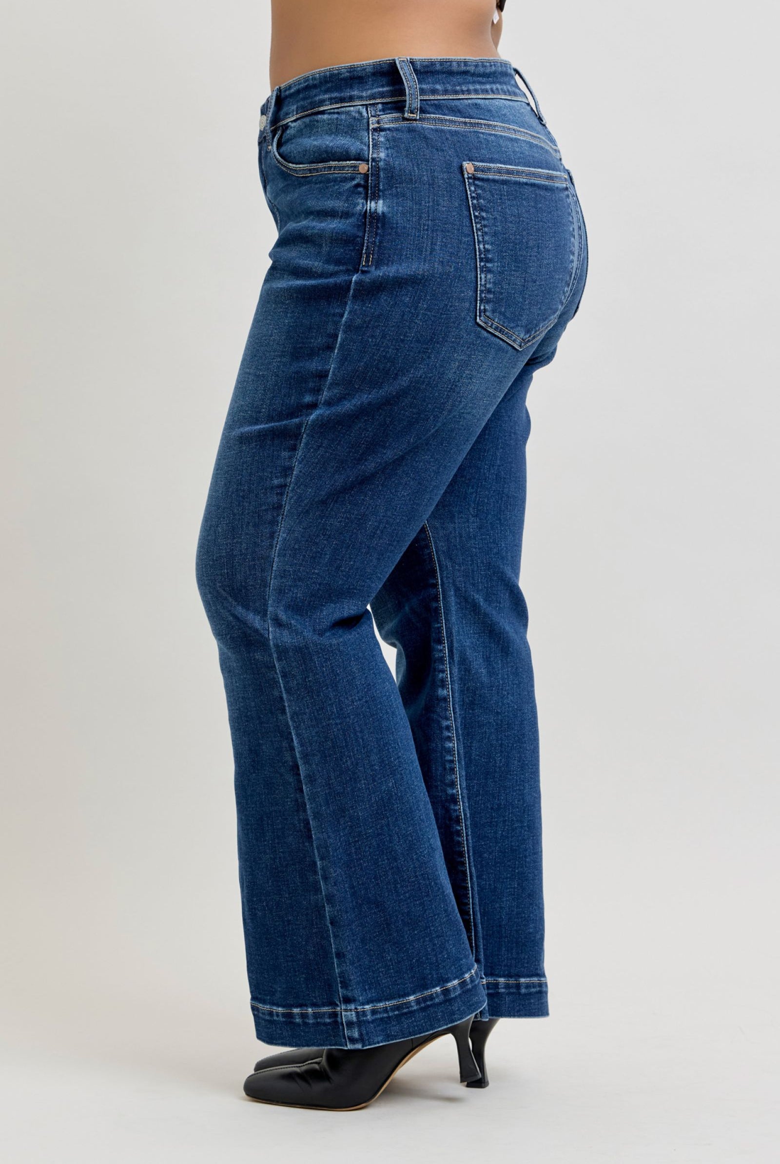 Judy Blue HW Dark Wash Trouser Flare