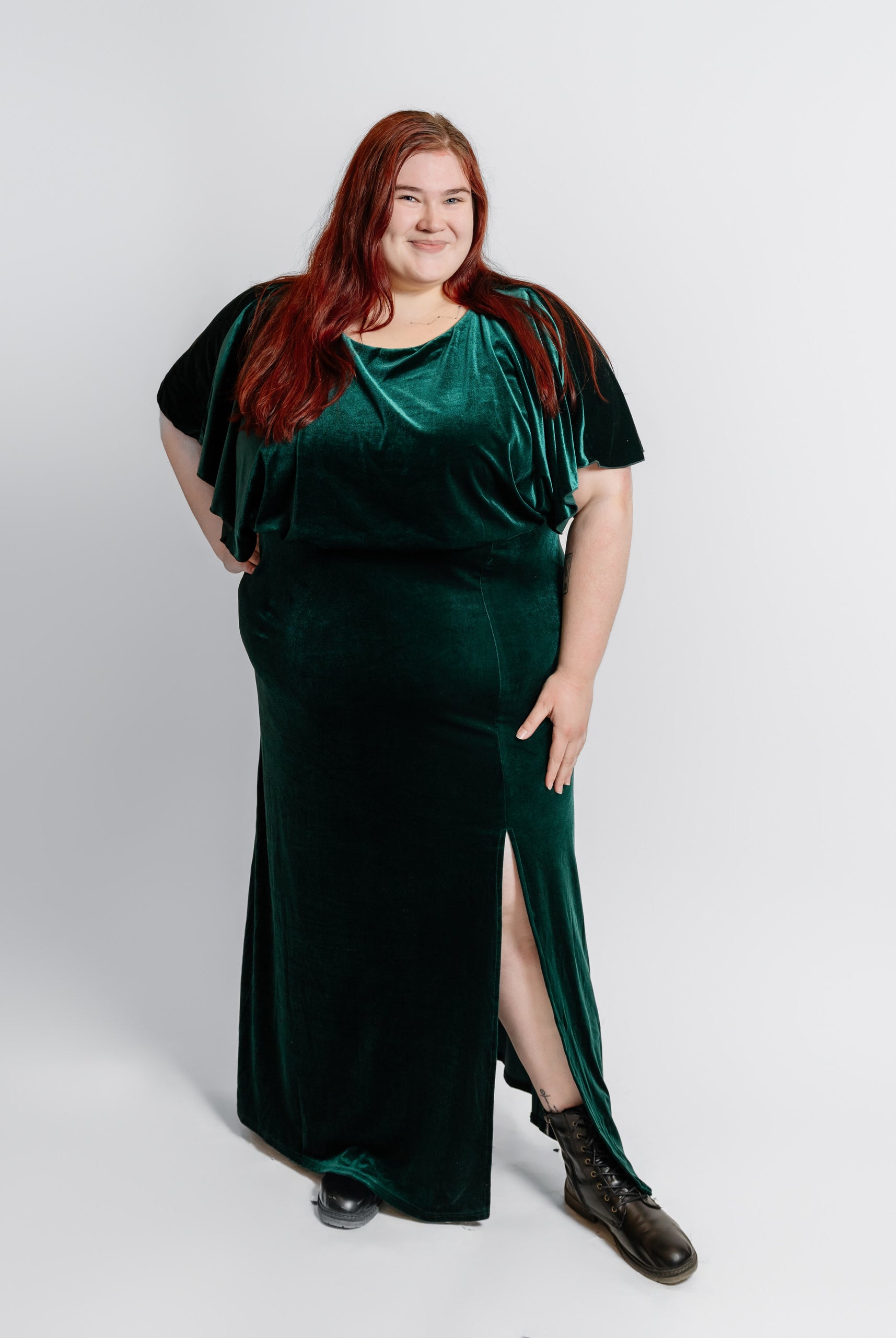 Velvet Dolman Sleeve Gown