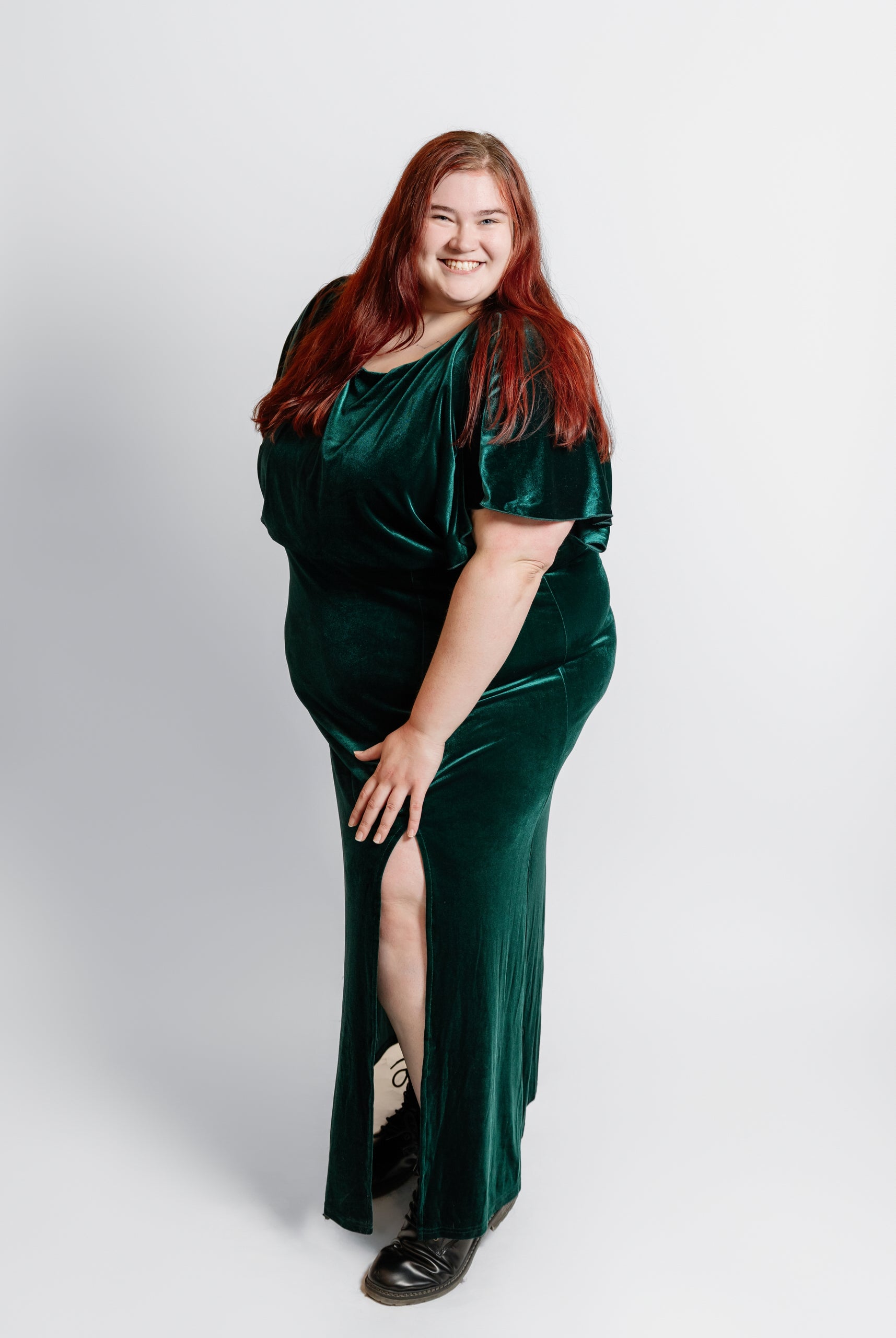 Velvet Dolman Sleeve Gown