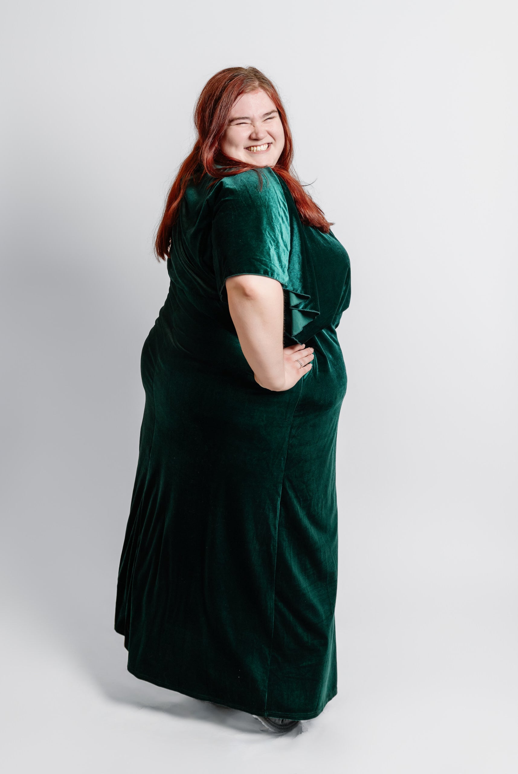 Velvet Dolman Sleeve Gown