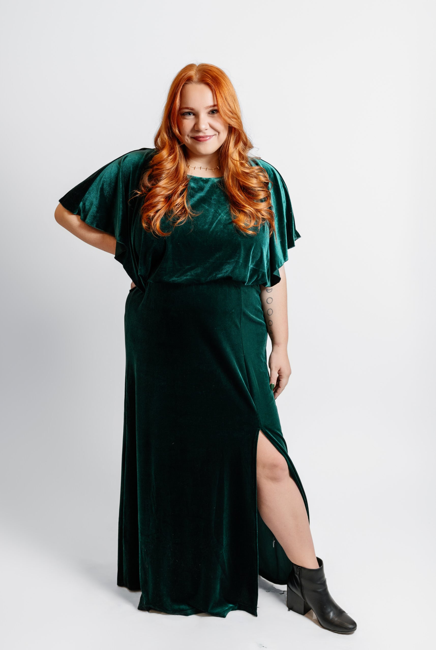 Velvet Dolman Sleeve Gown
