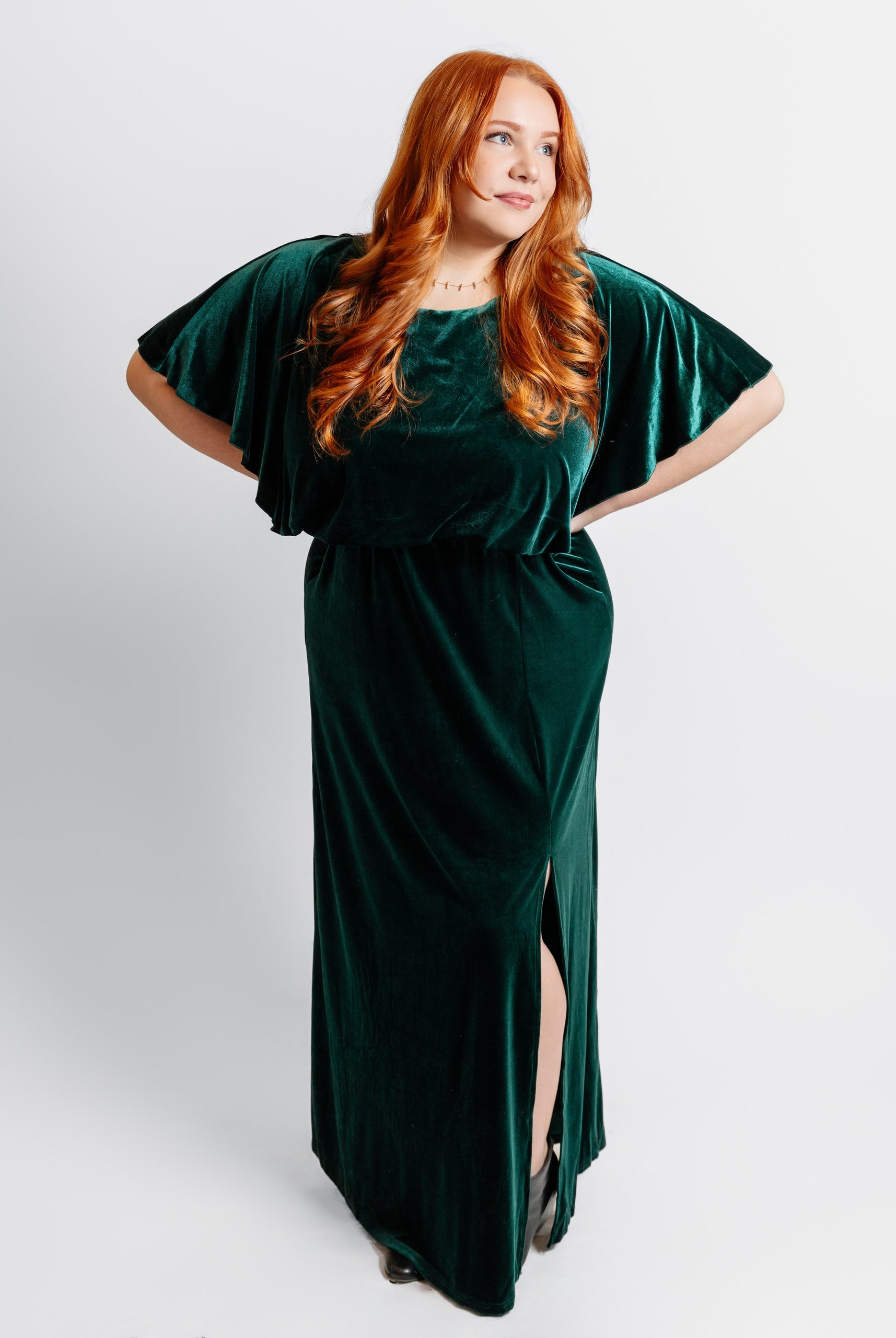 Velvet Dolman Sleeve Gown