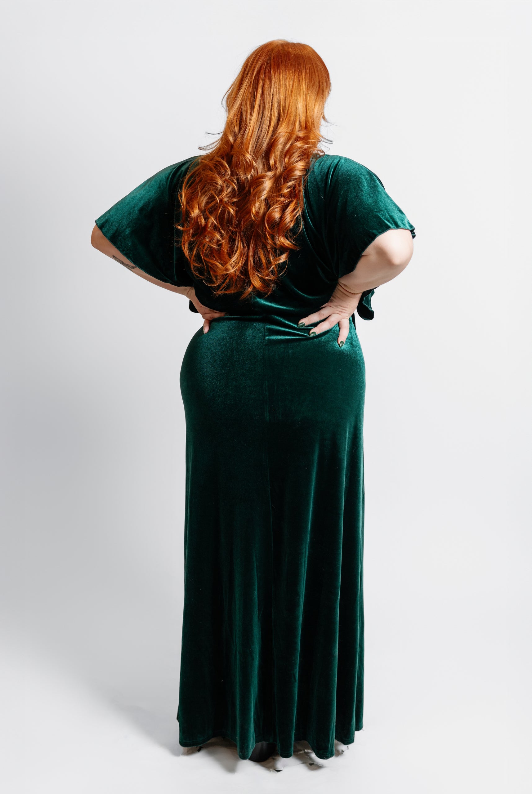 Velvet Dolman Sleeve Gown