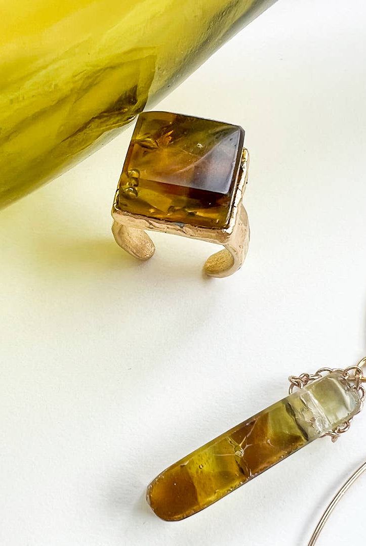 Tortoise Mosaic Adjustable Ring Gold