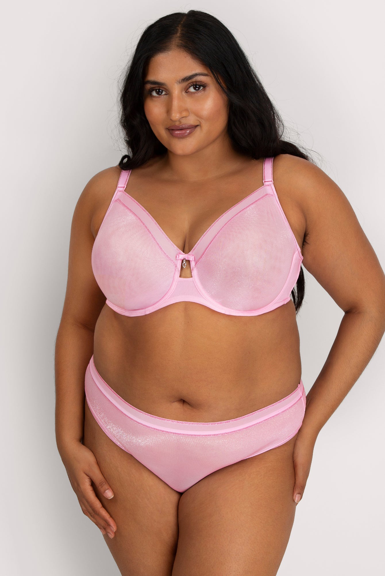 Liza Shimmer Unlined Mesh Full Coverage Underwire Bra