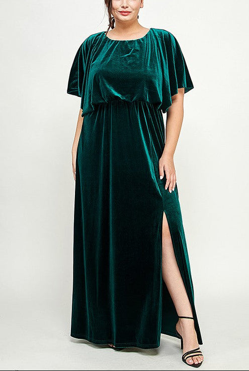 Velvet Dolman Sleeve Gown