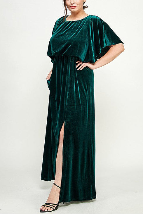 Velvet Dolman Sleeve Gown
