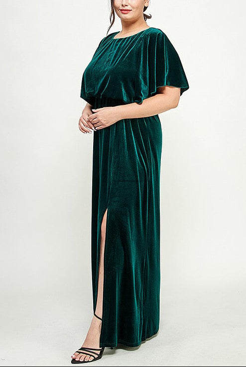 Velvet Dolman Sleeve Gown