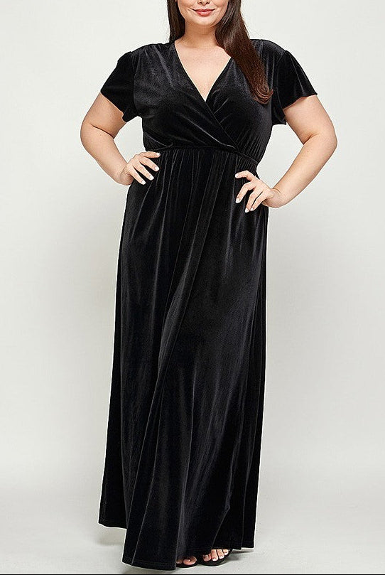Velvet Surplice Gown