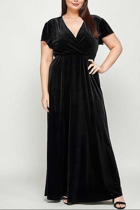 Velvet Surplice Gown