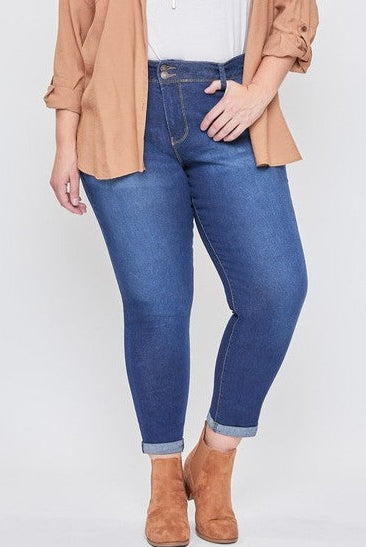 Royalty High Rise Roll Cuff Ankle Jeans - Hide Your Muffin Top