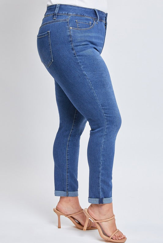 Royalty High Rise Roll Cuff Ankle Jeans - Hide Your Muffin Top