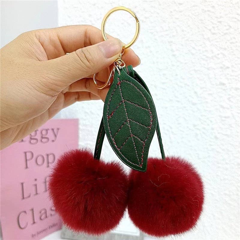 Fluffy Cherry Keychain