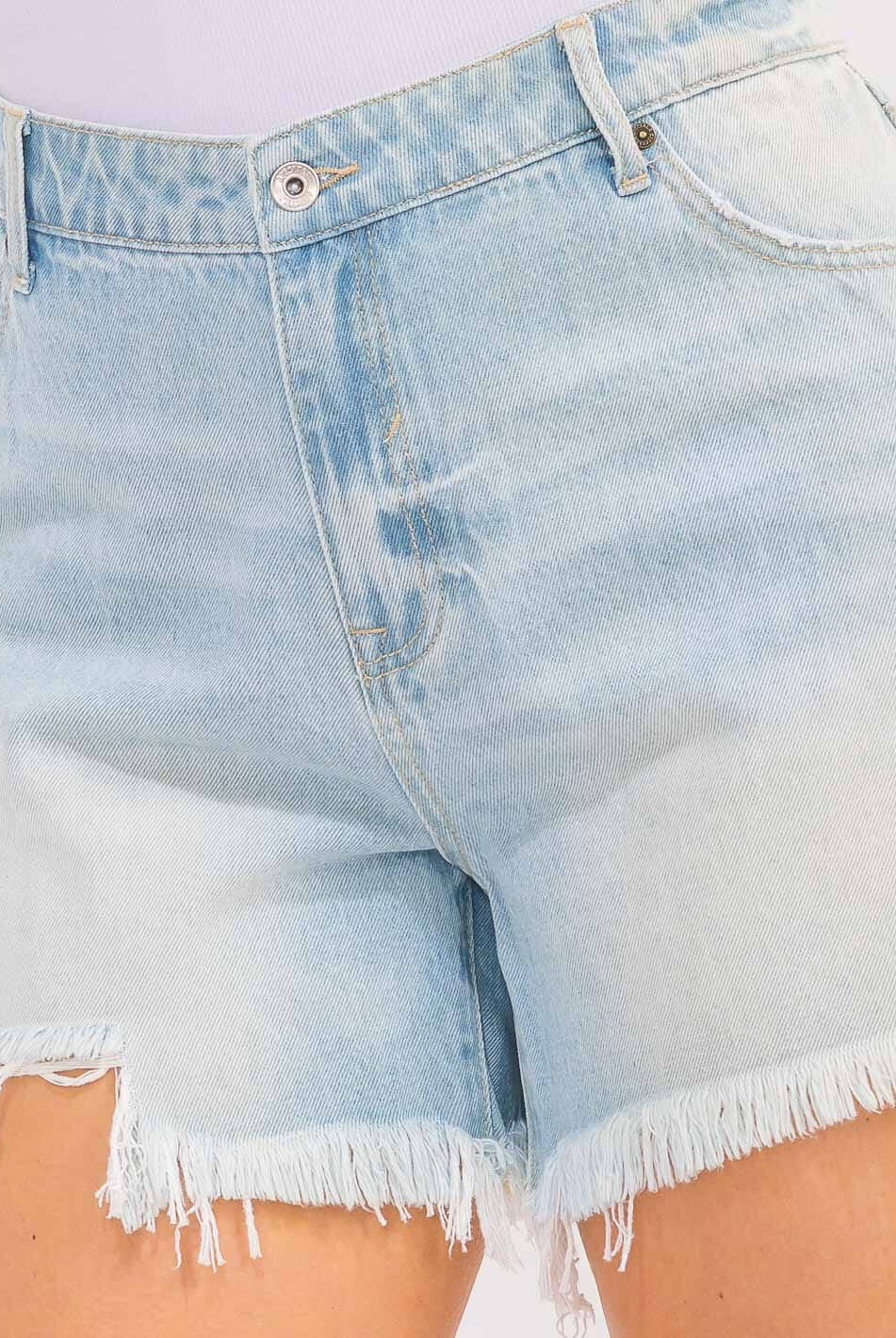 Light Wash Distressed Denim Shorts