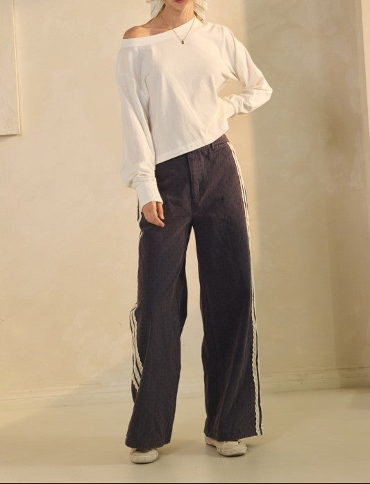 Washed Denim and Lace Pants