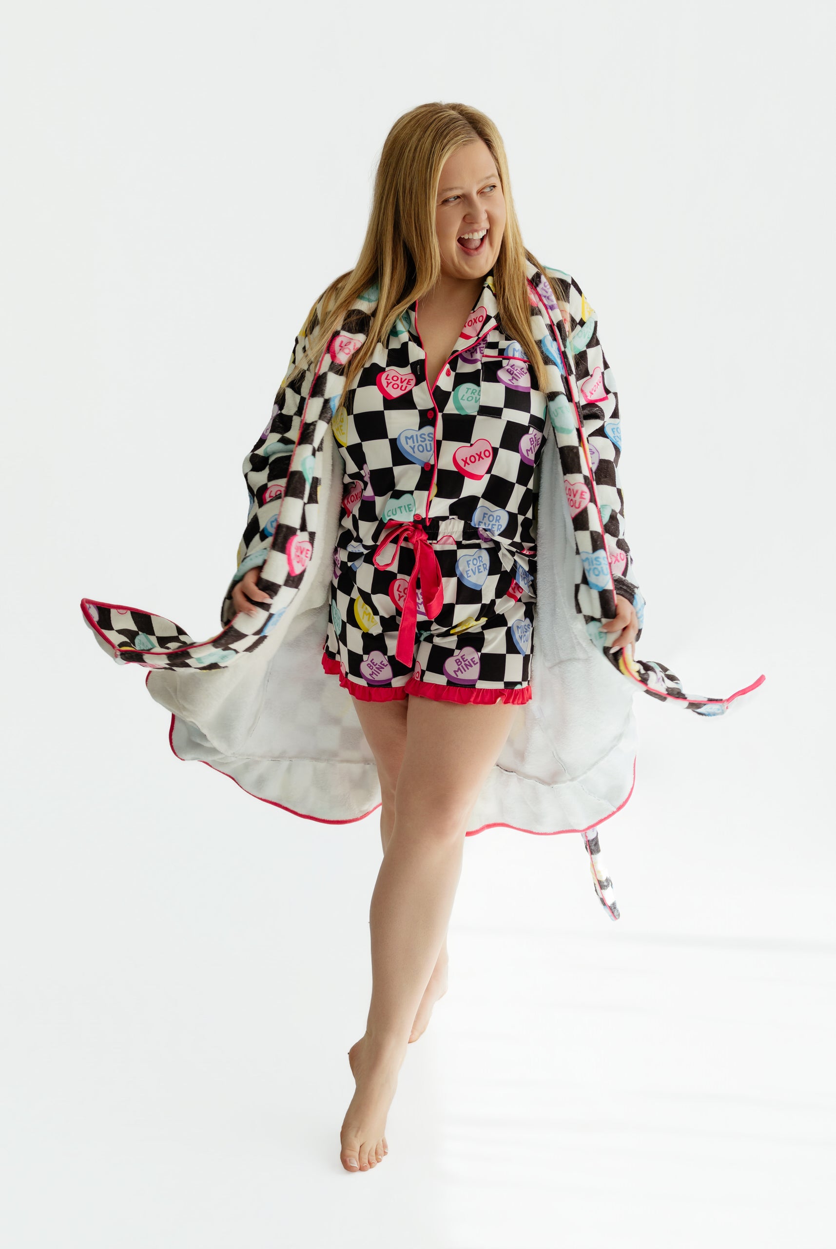 Legacy Lounge Robe- Checkered Conversation Hearts