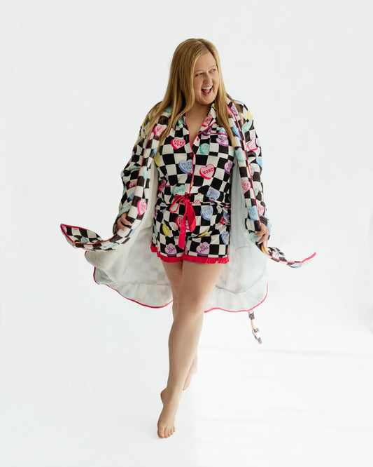 Legacy Lounge Robe- Checkered Conversation Hearts