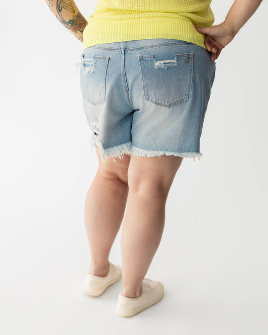 Light Wash Distressed Denim Shorts