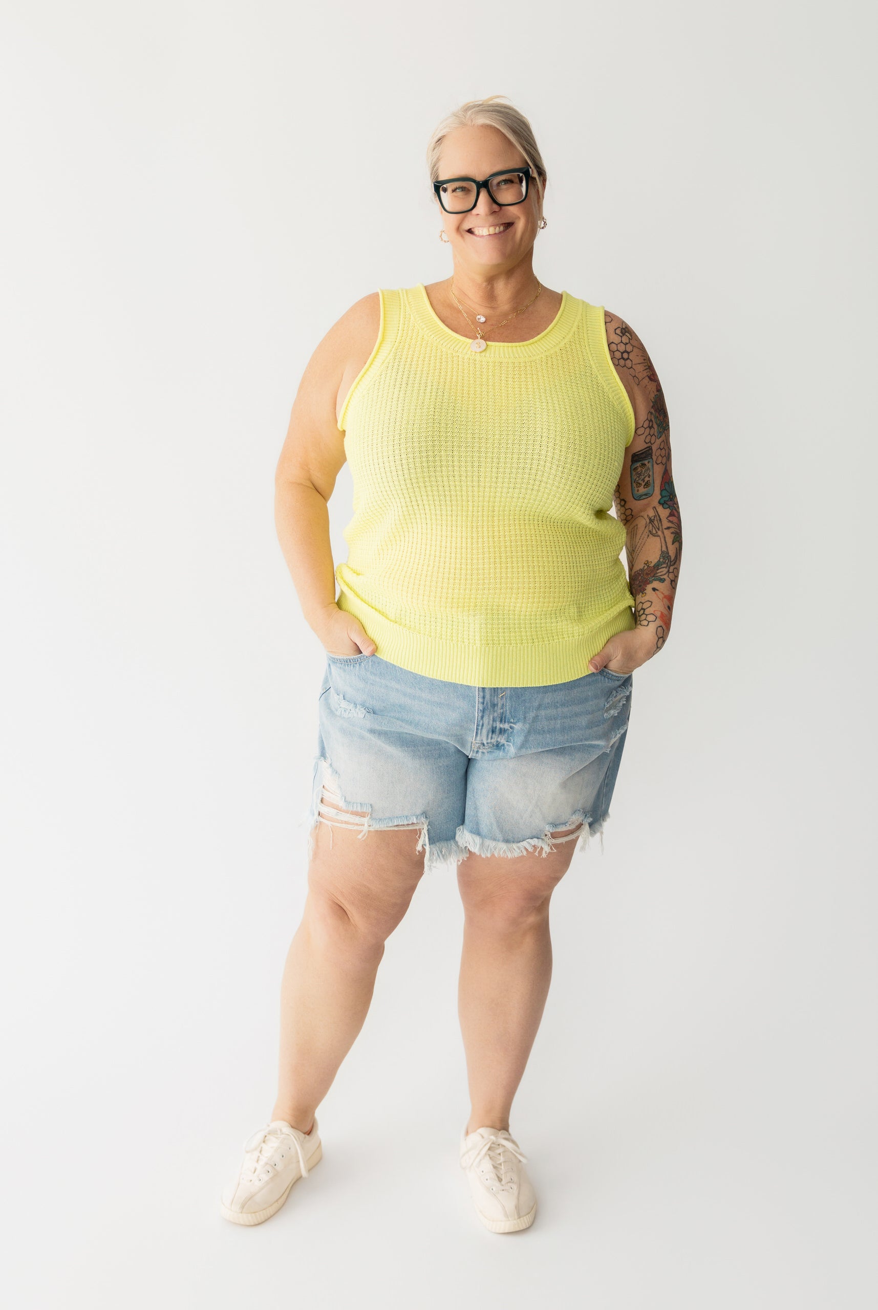 Light Wash Distressed Denim Shorts