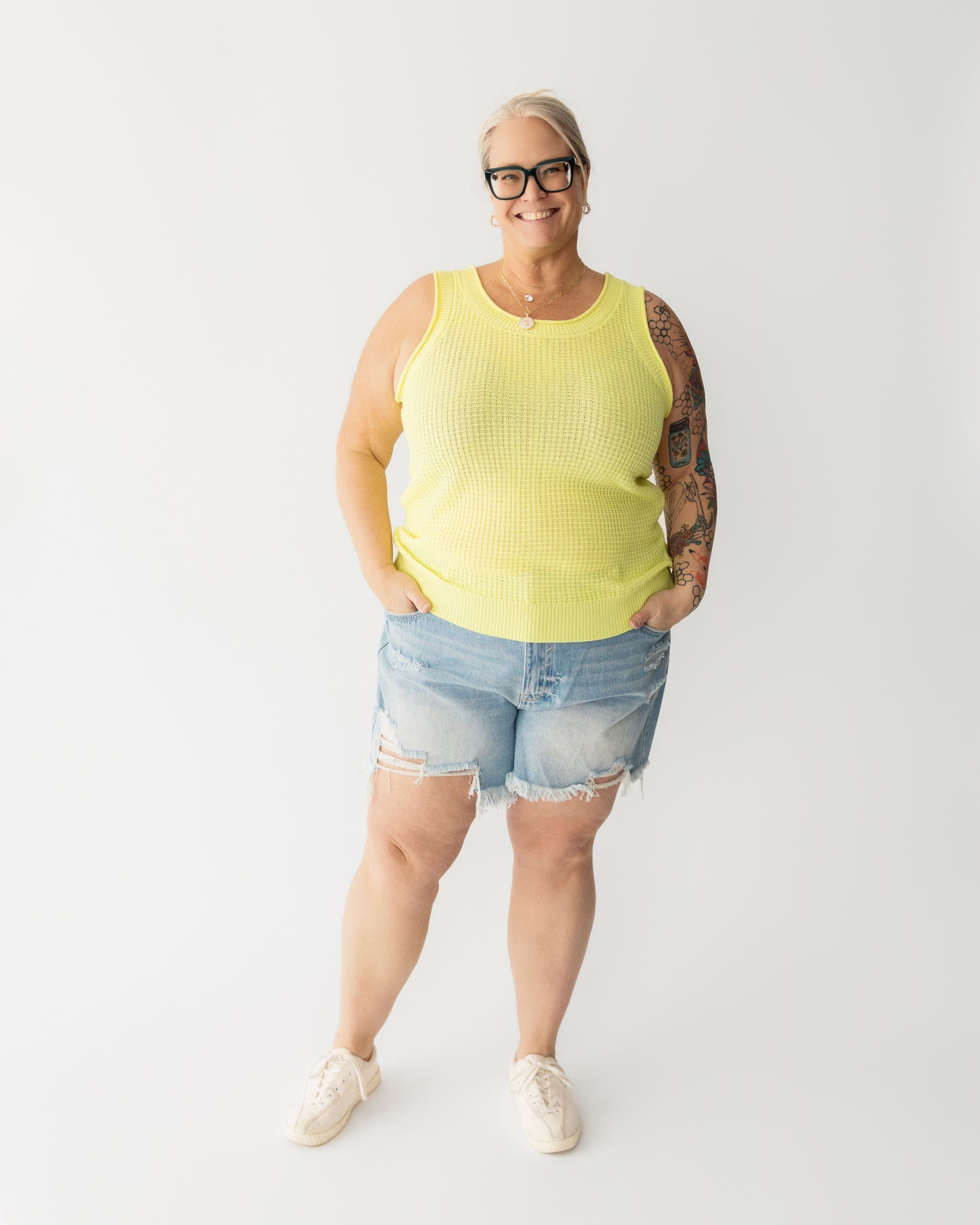 Light Wash Distressed Denim Shorts