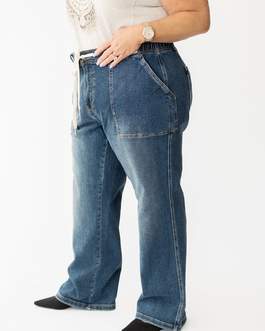 32" Judy Blue HW Drawstring Utility Pocket Wide