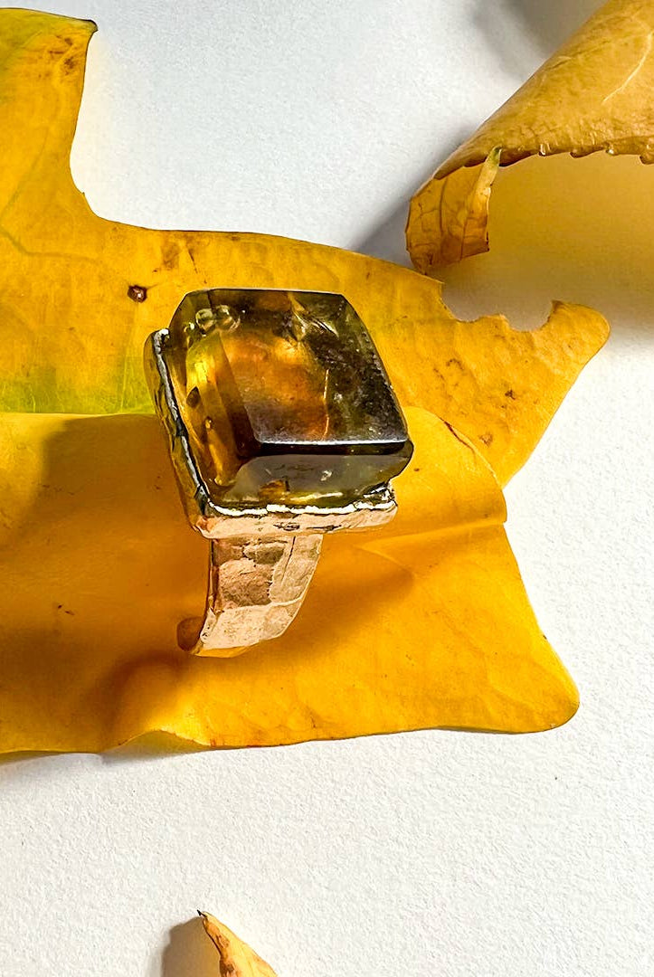 Tortoise Mosaic Adjustable Ring Gold