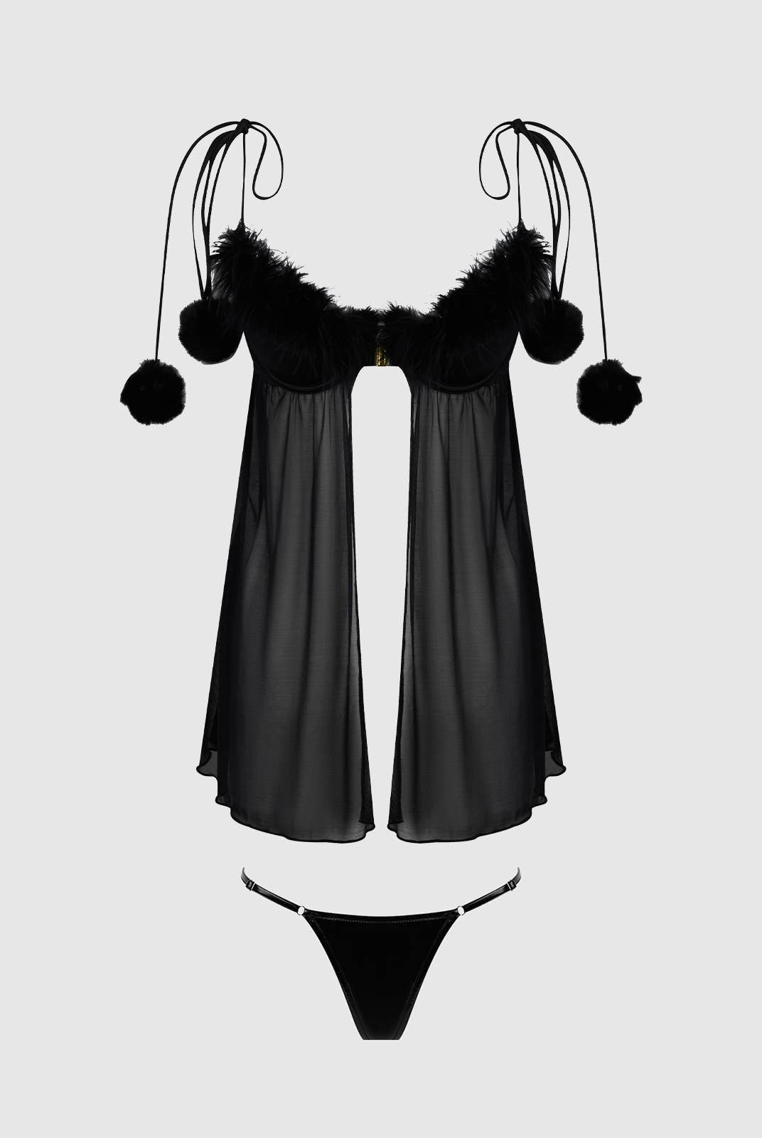 Marilyn Marabou & Mesh Babydoll & G-String Set