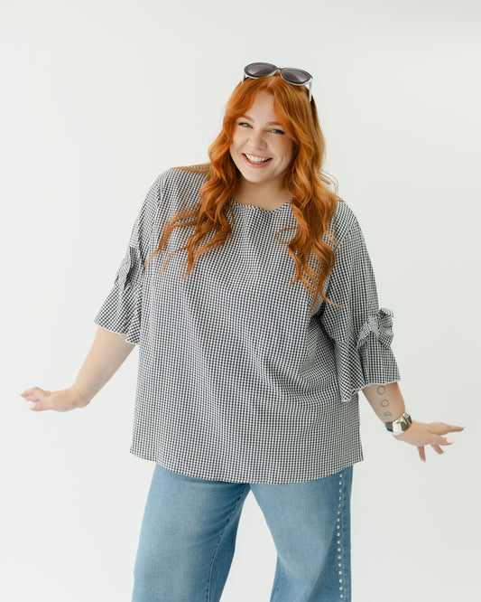 Gingham Bow Sleeve Top