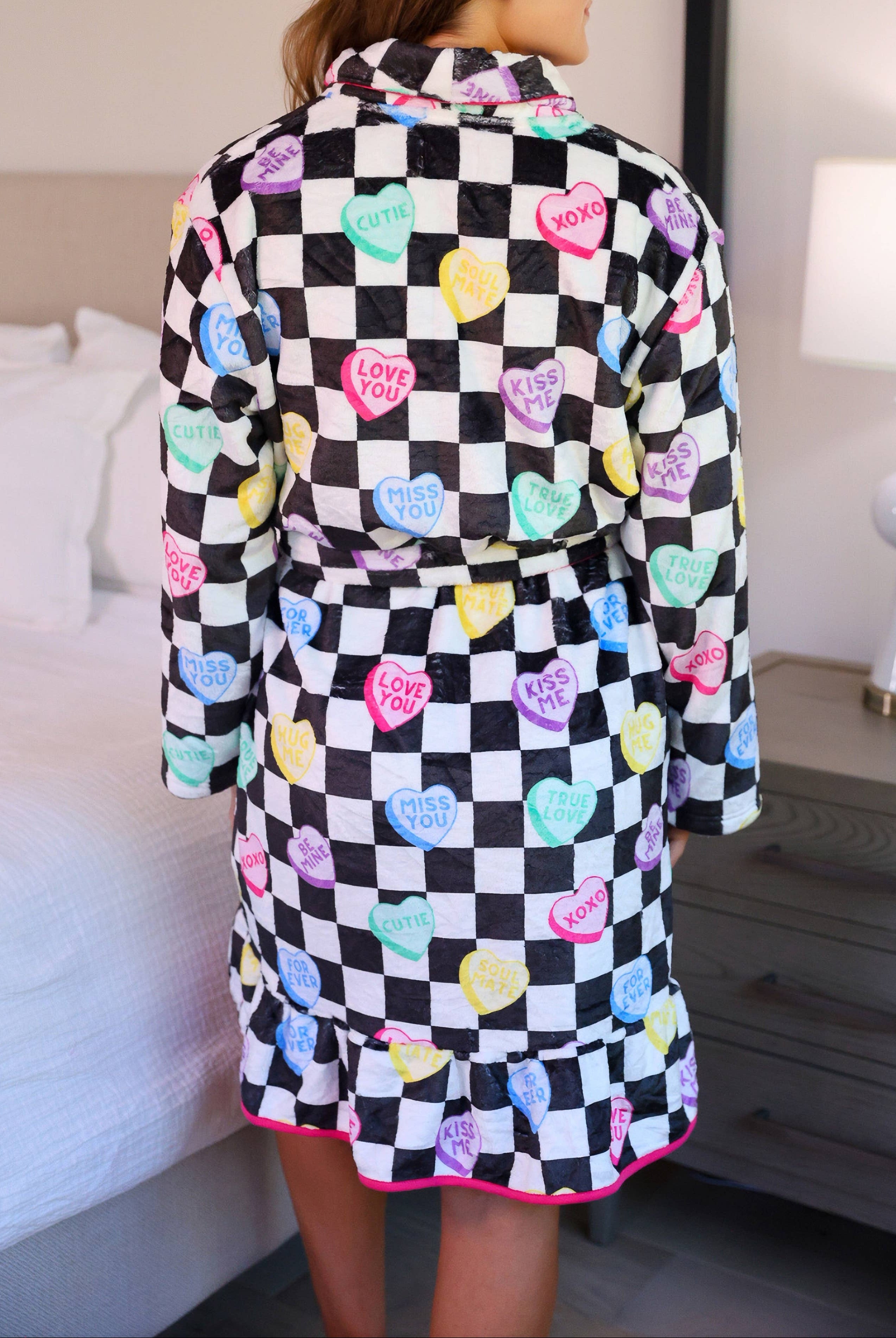 Legacy Lounge Robe- Checkered Conversation Hearts
