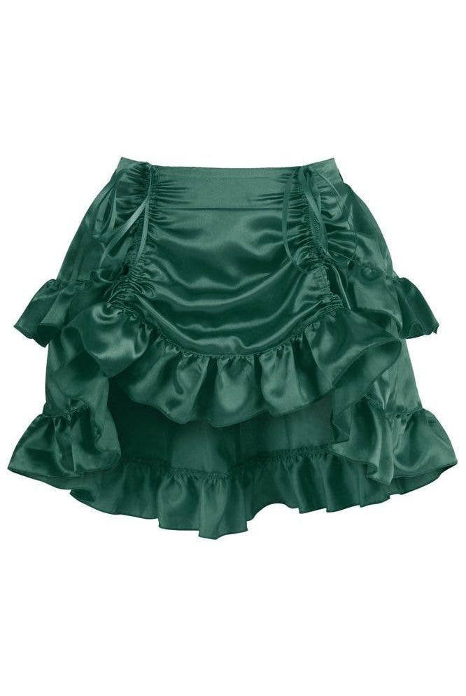 Dark Green Satin Ruched Bustle Skirt