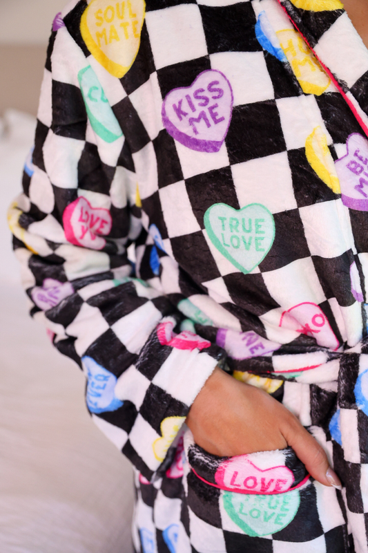 Legacy Lounge Robe- Checkered Conversation Hearts