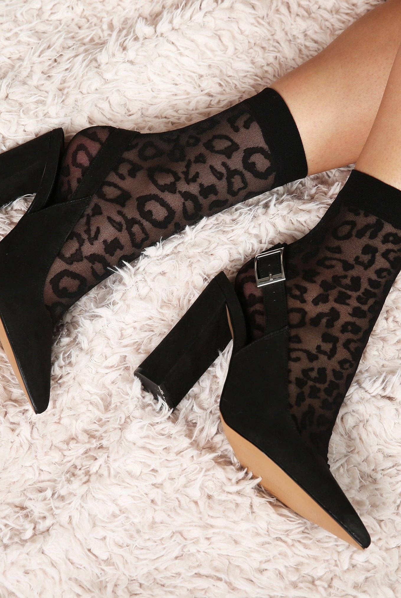 Sheer Leopard Ankle Socks