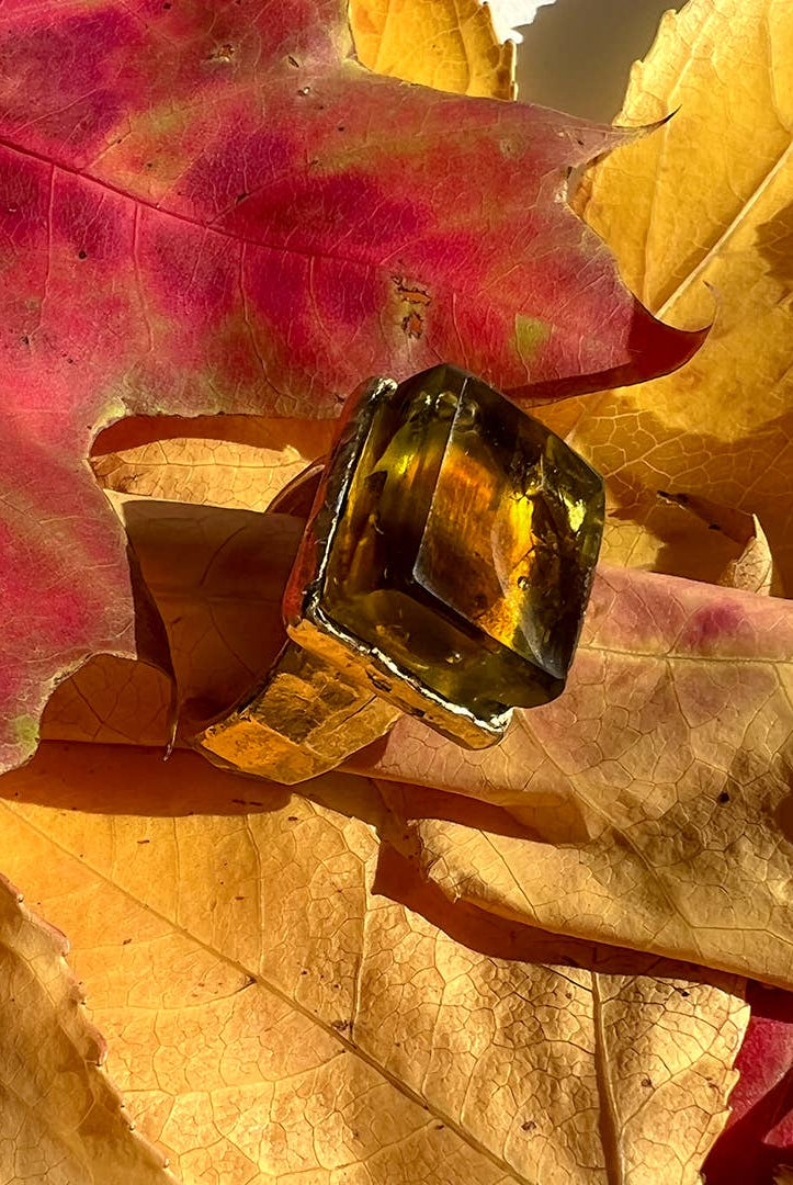 Tortoise Mosaic Adjustable Ring Gold