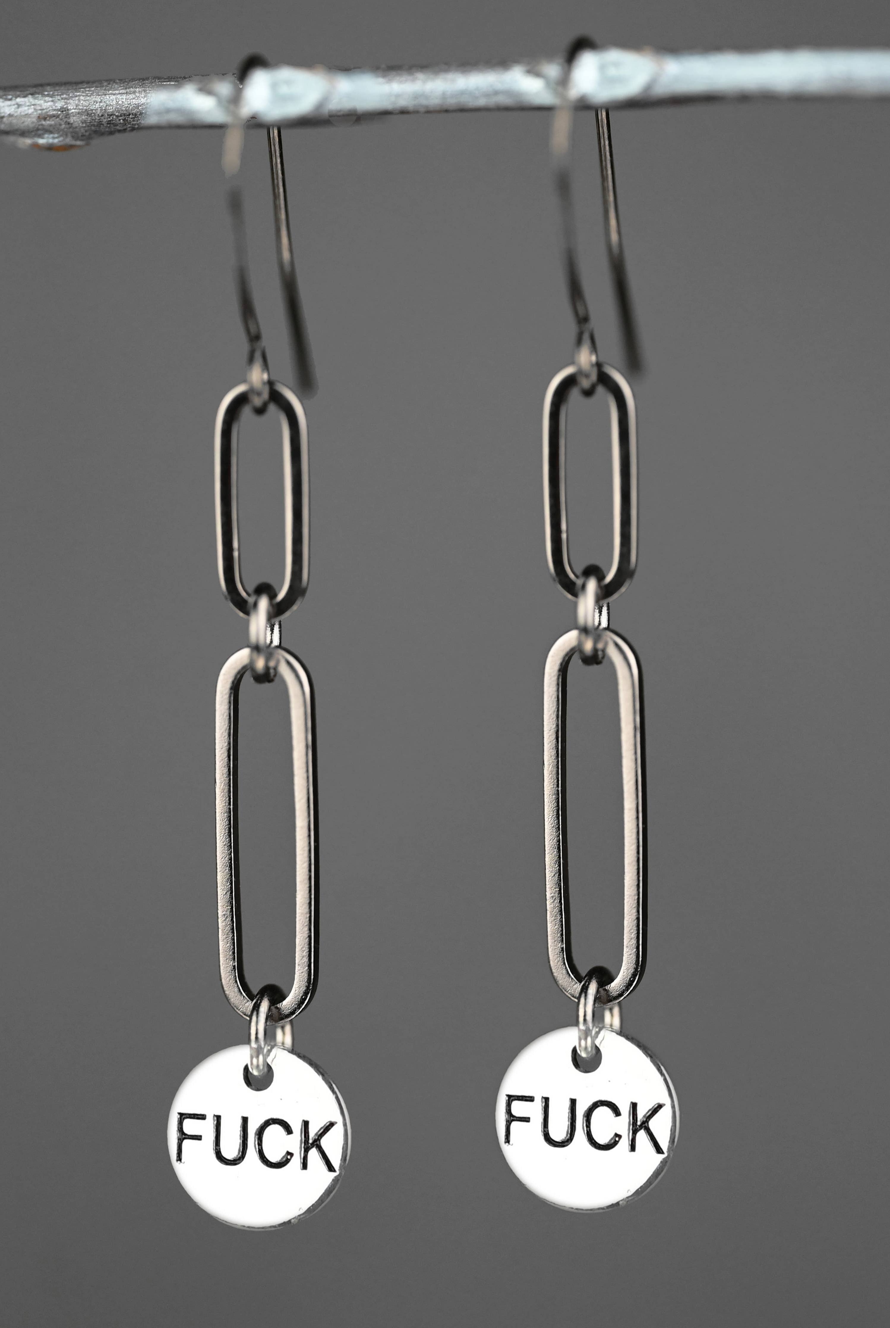 Double Oval Fuck Earrings (Gunmetal)