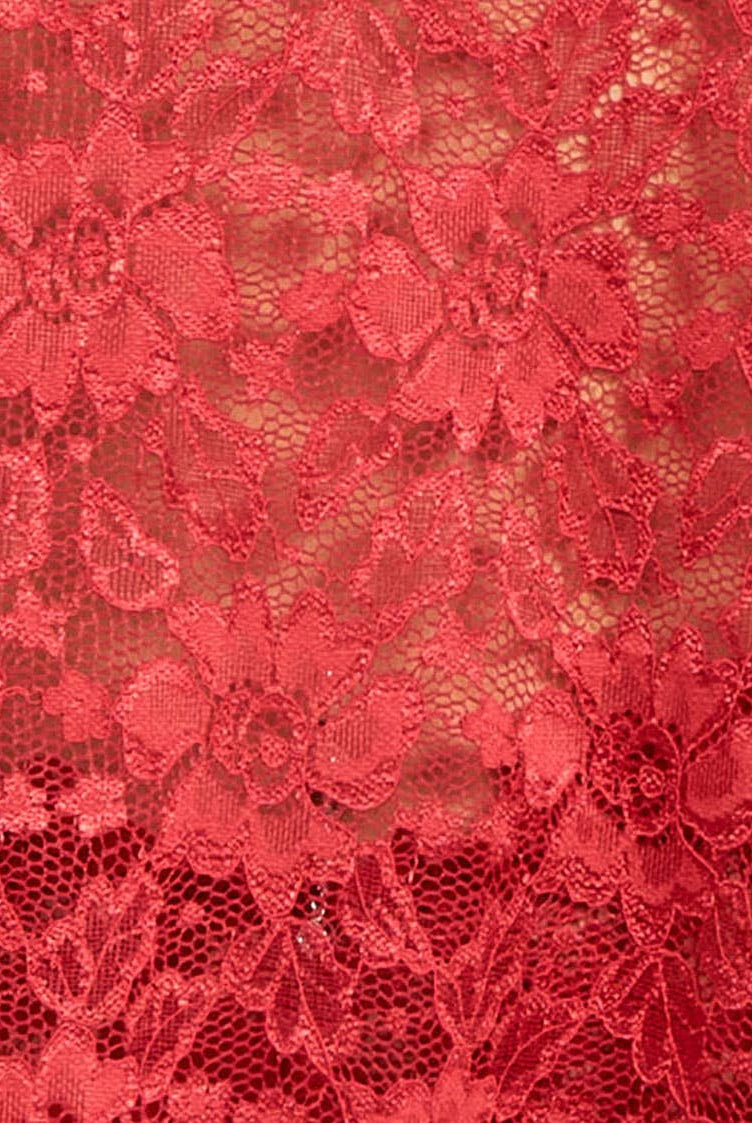 Red Satin Chemise W/ Lace Trim