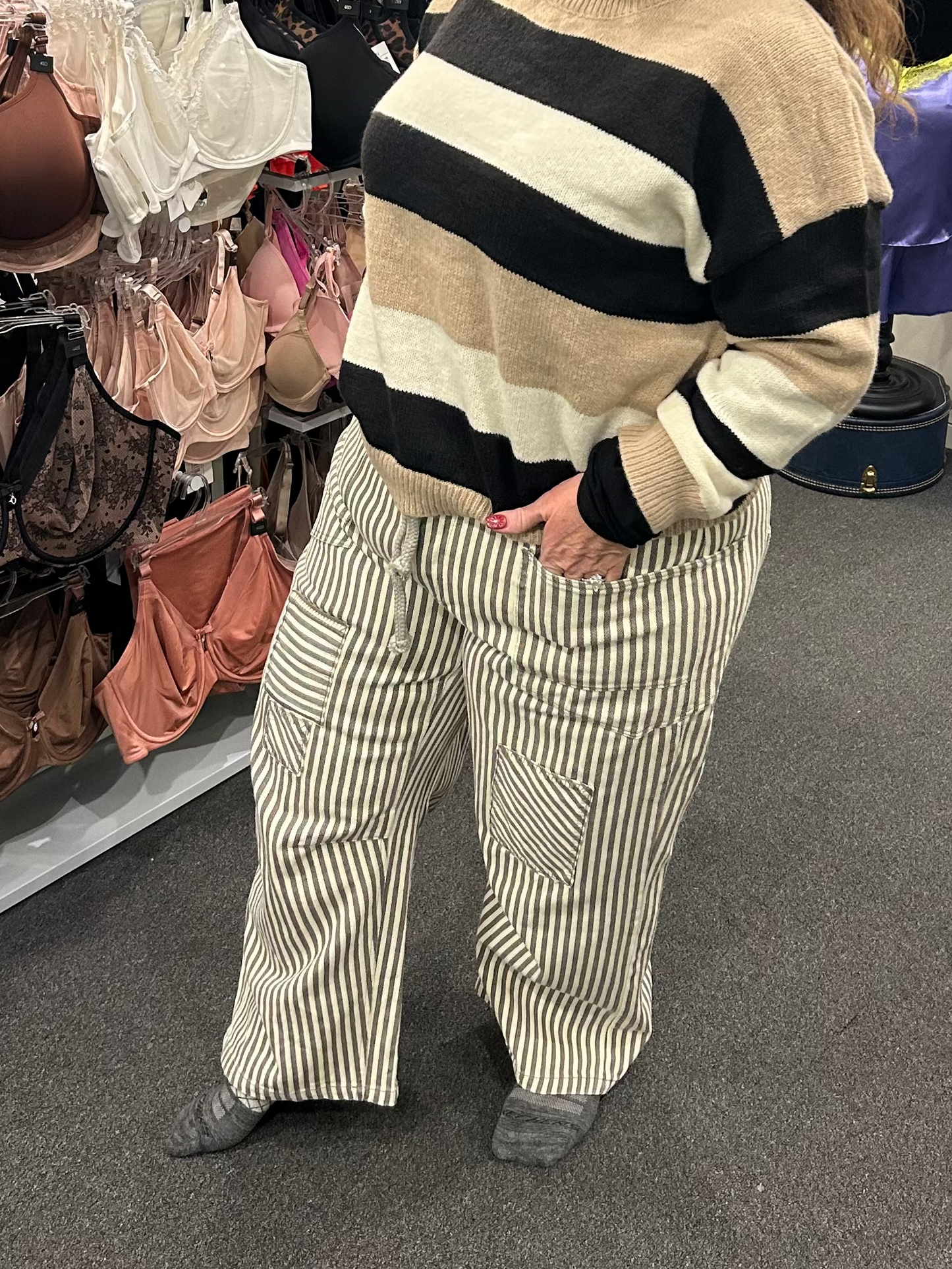 Striped Barrel Pants