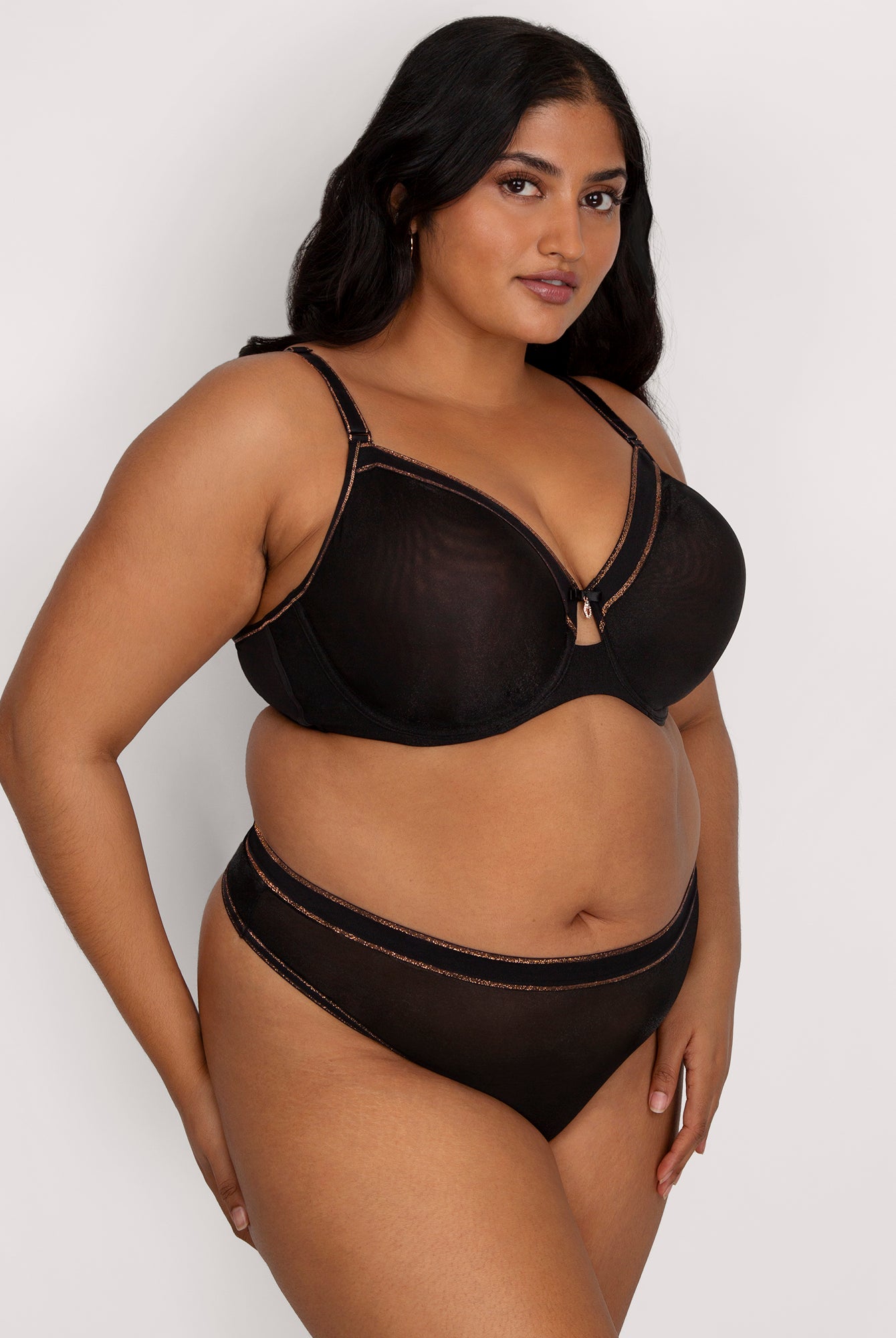 Liza Shimmer Unlined Mesh Full Coverage Underwire Bra