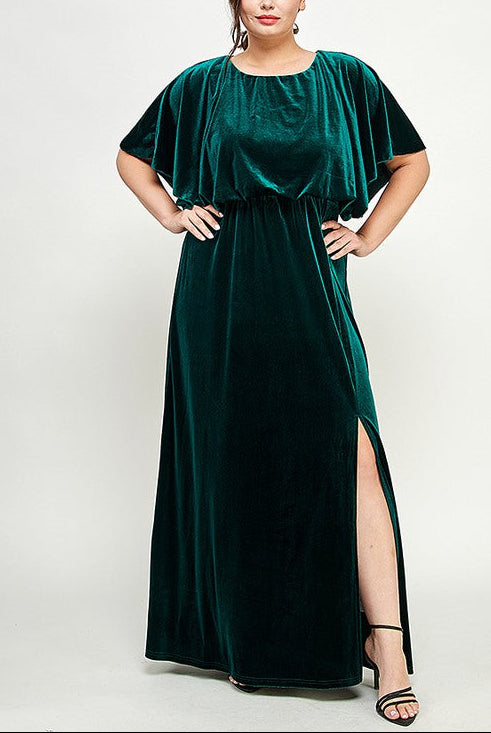 Velvet Dolman Sleeve Gown