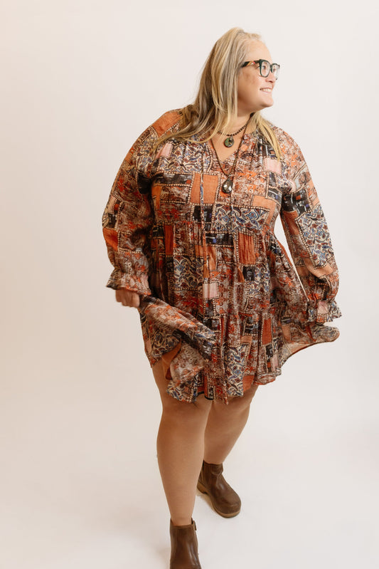 Paisley Ruffled Baby Doll Dress