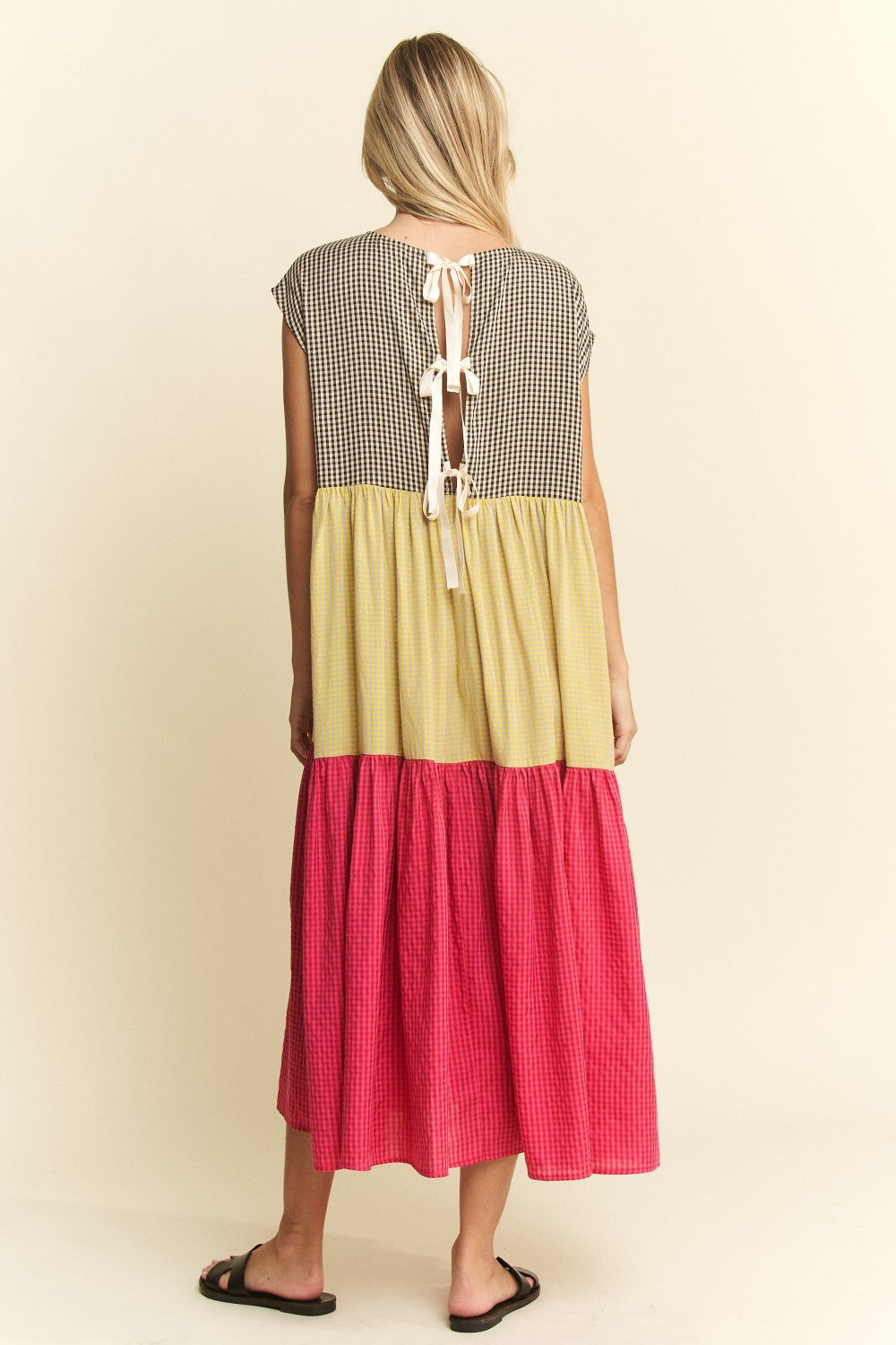 Color Block Gingham Dress