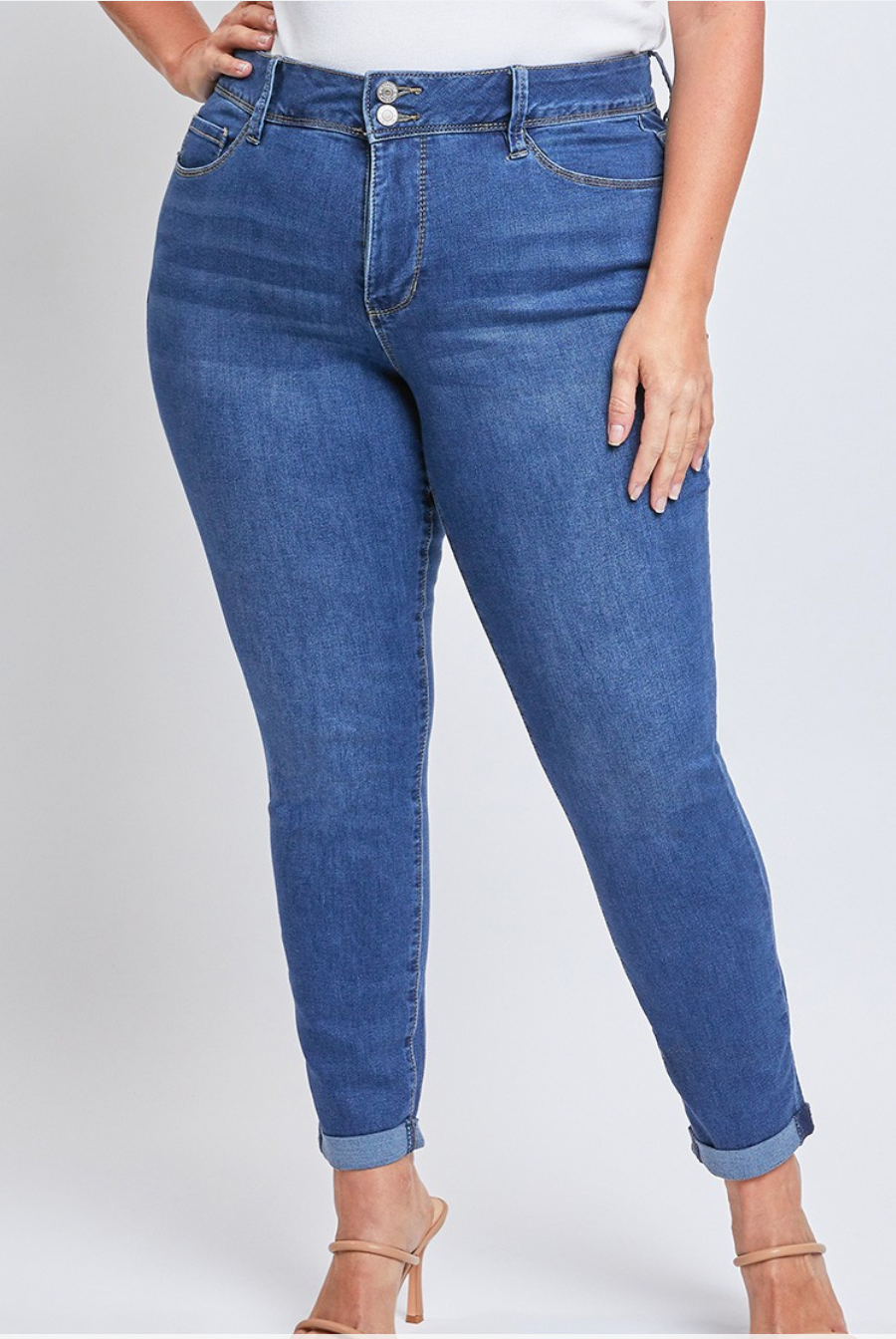 Royalty High Rise Roll Cuff Ankle Jeans - Hide Your Muffin Top