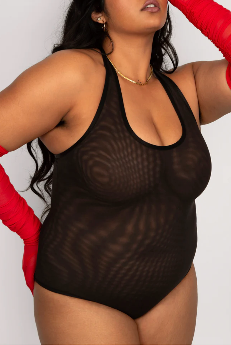 Emily Sheer Mesh J-Hook Bodysuit
