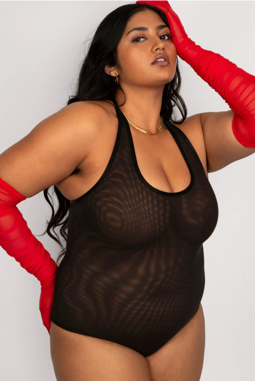Emily Sheer Mesh J-Hook Bodysuit