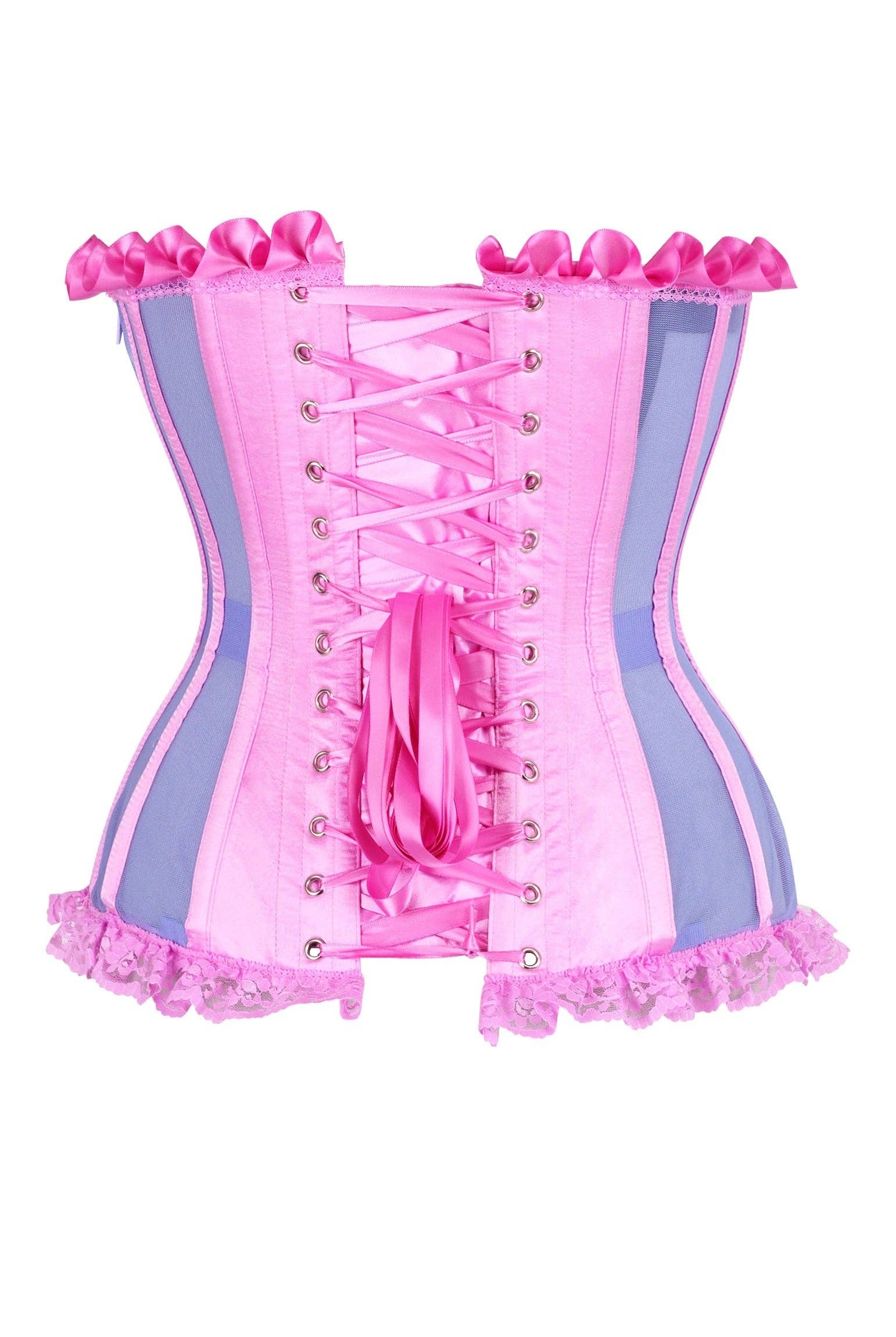 Top Drawer Steel Boned Purple/Pink Mesh Underwire Bustier Corset