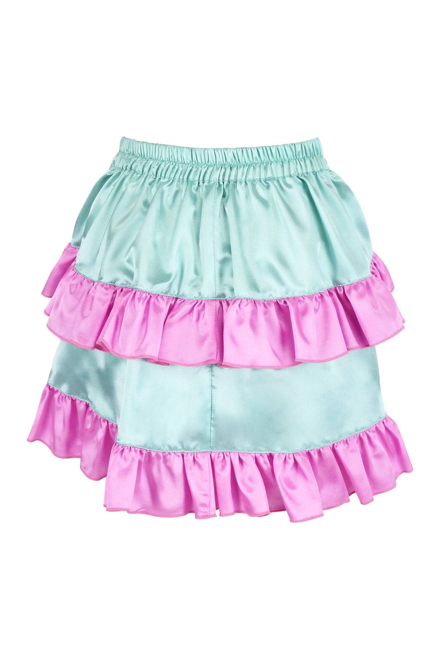 Mint/Pink Satin Ruched Bustle Skirt