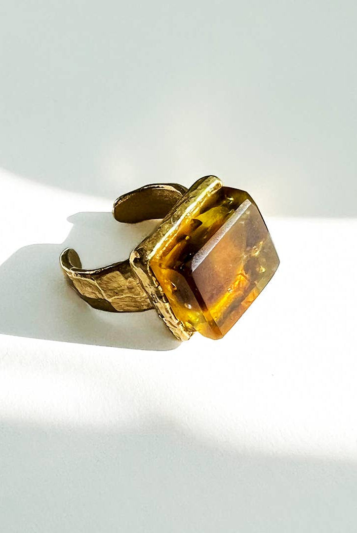 Tortoise Mosaic Adjustable Ring Gold