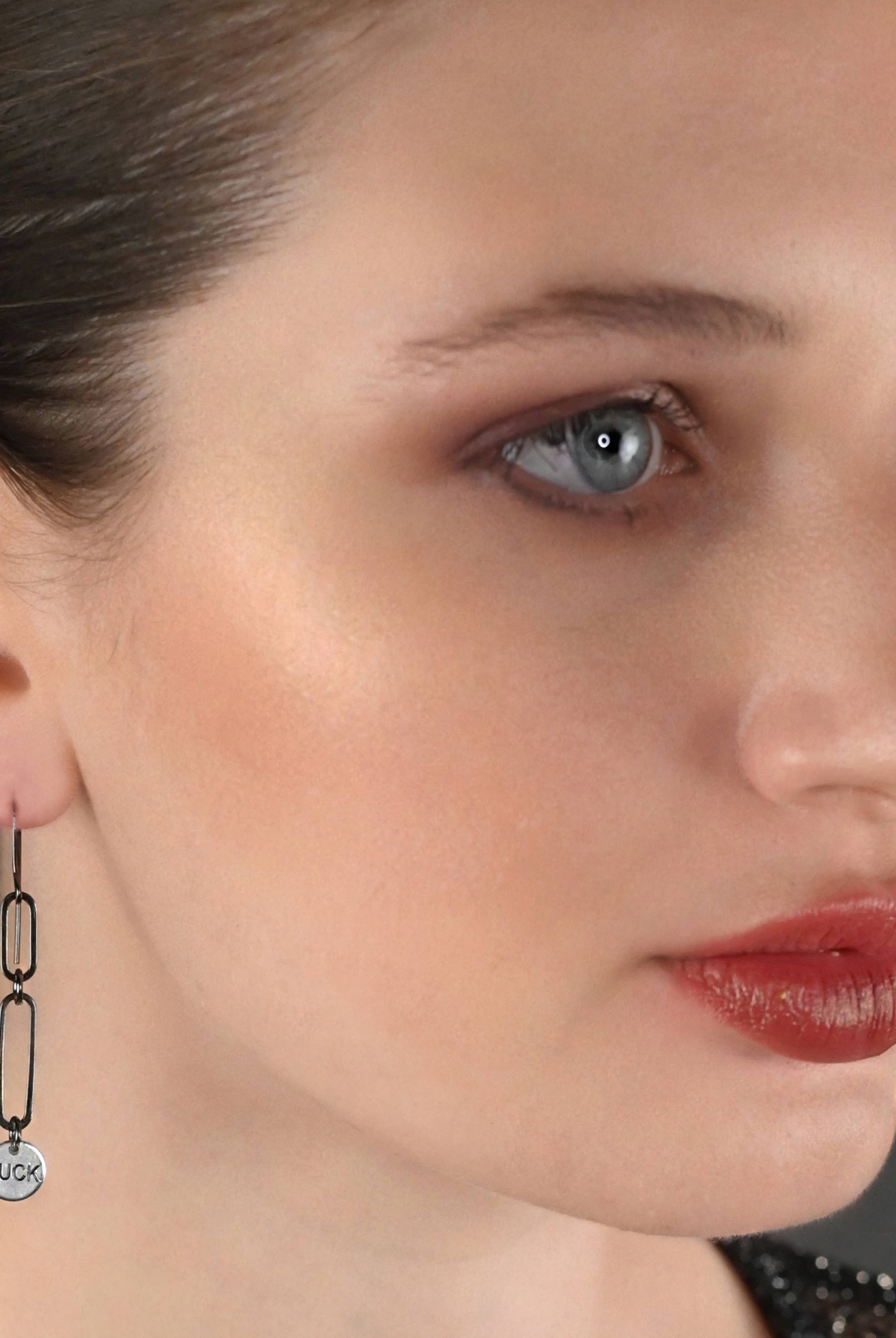 Double Oval Fuck Earrings (Gunmetal)